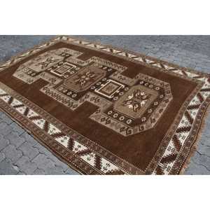 พรมตุรกีโบราณ ขนาดใหญ่ 6.6x9.9 ฟุต พรมขนสัตว์สีน้ำตาลขาวสไตล์ตะวันตกเฉียงใต้ - Product Image 3