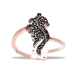 Seahorse Design Black Zircon Stone Turkish Wholesale Handcrafted 925 Sterling Adjustable Silver Jewellery <b>Ring</b> - Product Image 2