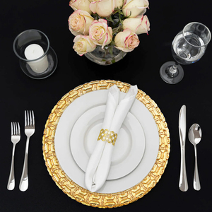 Assiette chargeur couleur or Vaisselle de restaurant Assiette chargeur alimentaire forme ronde Assiette chargeur alimentaire de haute qualité à prix raisonnable - Product Image 2