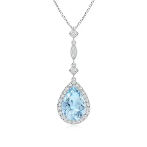 Collier pendentif en forme de poire cultivée en laboratoire, en argent sterling 925 plaqué rhodium, avec chaîne satellite, bijoux fins pour femmes, vente en gros OEM ODM - Product Image 3