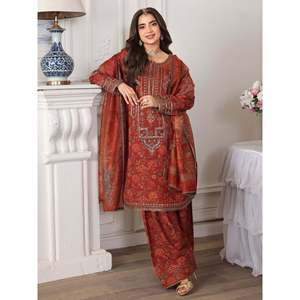 Mohagni Chiffon Embroidered Top with <b>Silk</b> Dupatta and Embroidered <b>Trousers</b>-007 - Product Image 4