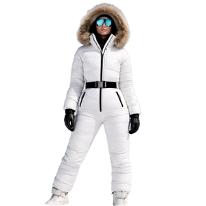 Women Insulated Winter Jumpsuit Ski One Piece Snow Suit Fur Hood Streetwear OEM Factory Wholesale - Product Image 1
