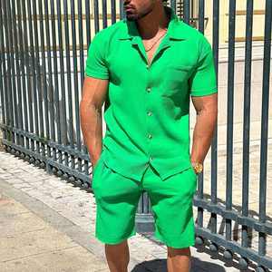 Conjunto de camiseta y pantalones cortos de 2 piezas para hombre, ropa de calle lavada y desgastada, conjunto de verano personalizado de alta calidad para hombre - Product Image 4