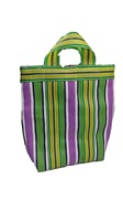 Sac de courses réutilisable en PP tissé recyclé, motif rayé personnalisé, avec poignées, pour supermarché, fabriqué en Inde, en gros, extra large