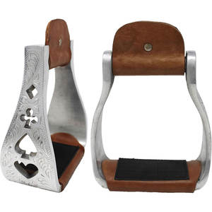 Estribos de sillín occidental de caballo Premium, estribos de aluminio de 5 "de ancho, estribos de equitación ligeros, sillines de cuerda de barril de sendero aptos para Western - Product Image 1