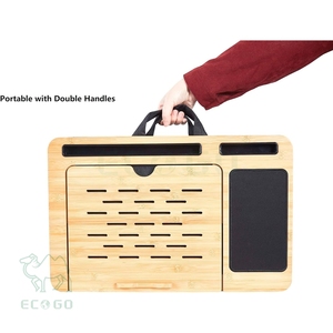 Tre máy tính xách tay <span class=keywords><strong>Lap</strong></span> bàn, góc có thể điều chỉnh với tay áo trường hợp túi và đệm mềm, tre cho Máy tính để bàn màu đen cho tay áo trường hợp - Product Image 5