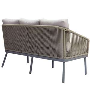 Conjunto de Sofás de Ratán para Exteriores de Estilo Moderno para Casa de Campo y Villa con Cojines y Mesa de Centro |   Marco de Aluminio Resistente al Agua |   Horti Club - Product Image 3