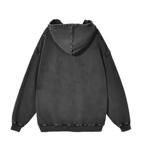 Pull-over à manches longues pour hommes, sweat à capuche grande taille délavé à l'acide avec logo personnalisé, nouveau design, sweats à capuche délavés à l'acide pour hommes - Product Image 2