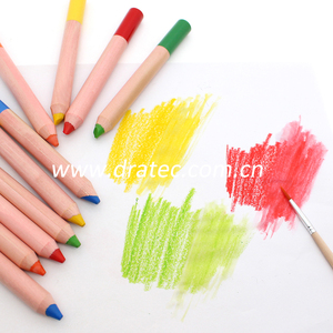 Crayons de couleur 3 en 1 de grande taille en bois FSC Dratec, 12 crayons de cire colorés en bois, ensemble de 12 couleurs pour enfants - Product Image 3