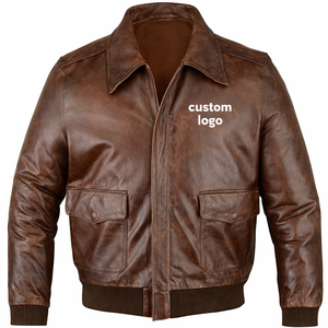Blouson aviateur en cuir en gros, veste de haute qualité authentique pour hommes, blouson aviateur noir de qualité supérieure, fabricant OEM/ODM - Product Image 1