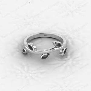 High Quality 925 Sterling Silver Marquise Leaf Design Semi Mount <b>Ring</b> 2x4mm <b>Blank</b> Setting 18K/22k Gold Custom Plating Jewelry - Product Image 3