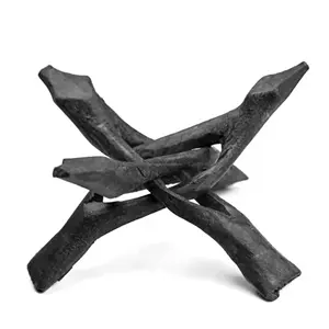 Trépied en bois sculpté à la main de 6 pouces, support en bois de Cobra noir taché pour support décoratif en coquille d'ormeau