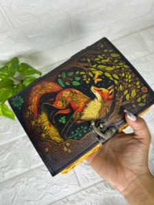 สมุดโน๊ตหนังควายแท้ลายนูนจิ้งจอกชนบทแบบแฮนด์เมด400สำหรับเขียนไดอารี่ - Product Image 6