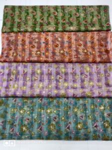 Tela de seda Tebby Premium con Zari y detalle de secuencia Ideal para confección y material de ropa de mujer - Product Image 3