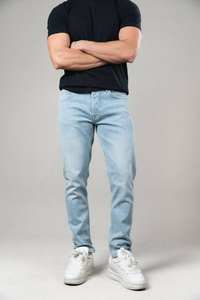 Jeans en denim pour homme, style décontracté, tissu durable |   Pantalon en jean bleu classique pour homme |   Vêtements pour hommes en gros - Product Image 4