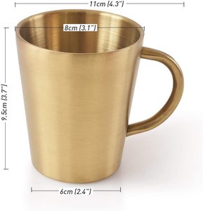 Tazas de acero inoxidable con asas, 10 Oz, taza de Metal, doble pared, para barbacoa, hogar, oficina, fiesta, dorado - Product Image 2