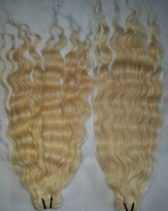 Primera calidad 28 pulgadas alineado indio Rubio 613 Cuerpo Humano teje sin procesar Premium Natural onda recta suelta estilos de onda - Product Image 5