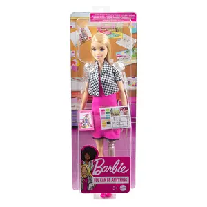 Licensed Barbies Interior Design Fashion Doll, Pink Dress & Houndstooth Jacket, Prosthetic Leg & Blonde Hair