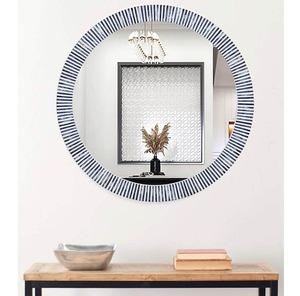 Marco de Espejo Redondo con Incrustaciones de Hueso, Espejo de Pared Decorativo Indio Hecho a Mano para Espacios Elegantes - Product Image 3