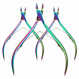 High Grade Cuticle Nail Nipper <b>Rainbow</b> Color Manicure Nail Cuticle Nippers 4.0" Stainless Steel Fancy Cuticle Nippers - Product Image 1