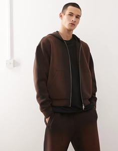 Nouveau sweat à capuche ample en coton double couche 340 g/m² avec cordon de serrage, léger, en molleton, pour l'hiver, décontracté - Product Image 1
