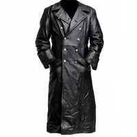 Veste vintage en simili cuir steampunk pour homme, trench-coat médiéval, longue veste d'extérieur, coupe-vent gothique d'hiver, veste de moto, Halloween, scène
