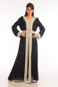 Kaftan En Georgette Noire Au Travail Zari - Product Image 2