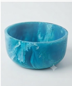 Nouvelle Arrivée Tendance : Bol Décoratif en Résine Bleue au Design Moderne et Durable, Texture Marbrée, Lavage Manuel, Ustensile Alimentaire Sûr - Product Image 3