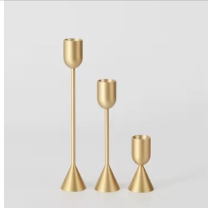 Maxery Classic Minimalist Modern Brass Candlestick <b>Holders</b> Gold Finish Stone <b>Candle</b> <b>Holders</b> <b>Lanterns</b> for Home & Wedding Decor - Product Image 5