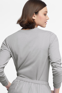 T-shirt à manches longues et col rond pour femmes Couleur grise Haute qualité Design personnalisé T-shirts à manches longues respirants pour femmes - Product Image 5