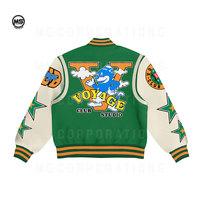 Veste universitaire d'hiver pour hommes, style baseball, avec logo personnalisé, écussons en chenille, manches en polyester noir, broderie, col montant