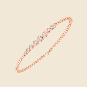Pulsera de Diamantes Cultivados en Laboratorio con Engaste de Media Corona, 0.54 Quilates, F+-VS, Fabricada en Oro Sólido de 14K, Producto Genuino - Product Image 1