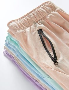 Femmes taille haute poche zippée vêtements athlétiques actifs pêche/micro rose/bleu/aqua short de sport ensemble de salon décontracté short chaud - Product Image 3