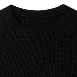 Sudadera con Capucha de Forro Polar Térmico con Logotipo Personalizado, Sudadera de Corte Holgado para Hombre, Sudadera Corta con Cuello Redondo, Sudadera Negra - Product Image 4