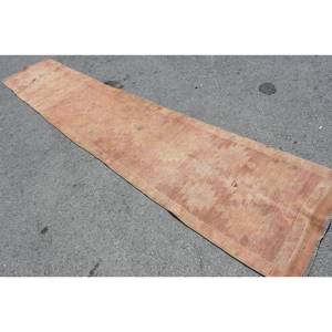 Alfombra de retazos naranja Vintage de 2,6x13,3 pies, alfombra clásica de lana turca de área grande, látex para pasillo, habitación, rectángulo abstracto - Product Image 4