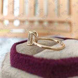 แหวนเพชรโมอิสฮาโลเจนแบบซ่อนสีมรกต CTW 1.50สำหรับผู้หญิง/สีเงิน VVS มีความชัดเจนเหมาะกับงานแต่งงานแหวนเพชรโมอิส - Product Image 5