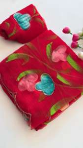 ผ้าซิ่นชีฟองไหมอินเดียสำหรับผู้หญิงแบบใหม่ งานปักลายดอกไม้และงานฝีมือ  มีสินค้าในสต็อก - Product Image 5