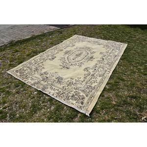 Alfombra turca vintage clásica beige marrón 6,6 X 9.4ft diseño de retazos Imitación Piel de conejo látex rectangular alfombras de noche para el hogar - Product Image 3