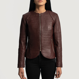 Véritable Top Wear Veste en cuir pour femmes Custom Made Casual Wear for Winter Cotton Filled Hot Selling Women's Leather Jacket - Product Image 4