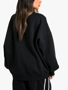 Haute qualité 100% coton français éponge surdimensionné col en V goutte épaule sweat respirant poids lourd femmes sweat - Product Image 4