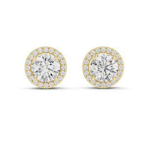 Pendientes Elegantes de Diamantes Raros de 7 MM, Oro Amarillo de 14K, Chapados en Rodio Sólido, Diamantes Cultivados en Laboratorio, para Compromiso, Boda, Unisex - Product Image 1