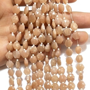 Perles en forme d'hexagone à facettes de pierre de lune de pêche, perles de fantaisie de pierres précieuses naturelles de 8MM, magasin de perles en gros - Product Image 4