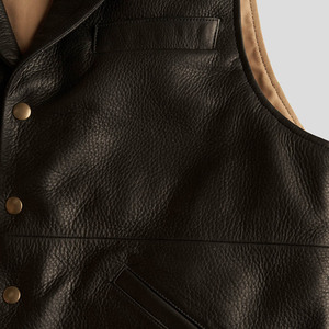 2025 personnalisé haute qualité nord-américain en cuir moto gilet nouveau motard décontracté bouton décoration OEM vêtements extérieurs lavés - Product Image 5