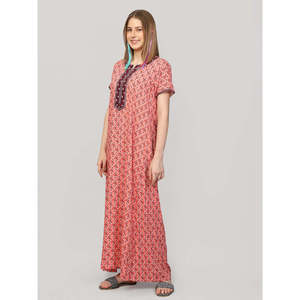 Evolove Women's Super Soft Comfortable Viscose Maxi Night Gown Floral Print XXL <b>Nighty</b> Dress with Pocket for Summer - Product Image 4