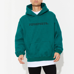 Alta calidad 360gsm 100% algodón personalizado bordado liso teñido de gran tamaño hombres Streetwear Sudadera con capucha con bolsillo para otoño - Product Image 5