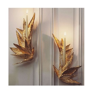 Ensemble de 3 bougeoirs en forme de feuille, couleur or, en laiton, design tendance, taille personnalisée - Product Image 3