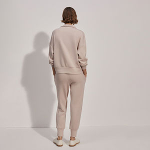 Haut à manches longues à demi-fermeture éclair et sweat à capuche respirant avec cordon de serrage pour adultes avec techniques appliquées et teintes unies pour femmes - Product Image 6