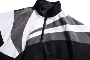 Streetwear mode hiver avec logo personnalisé pour hommes robe patchwork coupe normale veste 100% coton coupe-vent avec impression numérique - Product Image 3