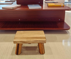 Solid Wooden Stool Small Mini Square Footrest Comfortable Pad <b>Shoe</b> Changing <b>Bench</b> Handmade Contemporary <b>for</b> Living Room Coffee - Product Image 3