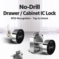 Serrure de tiroir d'armoire de chambre à coucher sans clé, à détection par carte RFID IC 13,56 MHz, en alliage de zinc, durable, petite taille